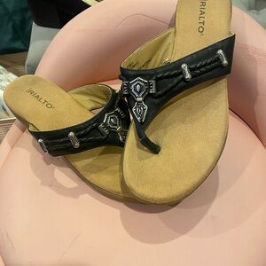 Rialto Black Embellished Women's Sandals